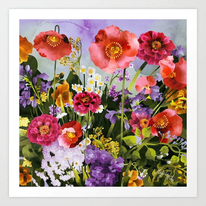 Happy Vibrant Floral Pattern Art Print