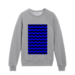 Sea Waves (Black & Blue Pattern) Kids Crewneck