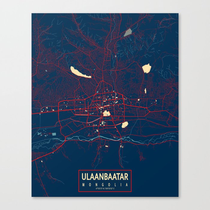 Ulaanbaatar City Map of Mongolia - Hope Canvas Print