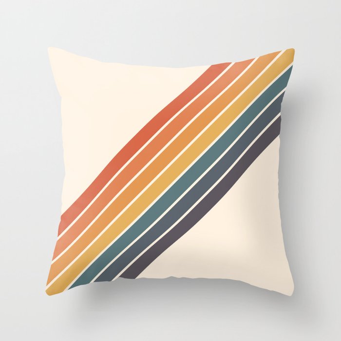 Arida -  70s Summer Style Retro Stripes Throw Pillow