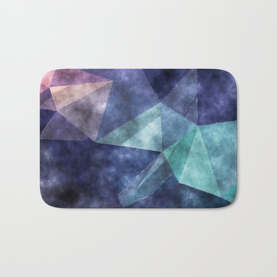 The deep blue sea- Watercolor triangles pattern in blue colors Bath Mat
