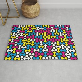 Metasquircle Pattern (CMYK Colour) Rug | Colourful, Cyan, Cmy, Blobs, Graphicdesign, Black, Squircles, Squarecircle, Roundedcorners, Yellow 
