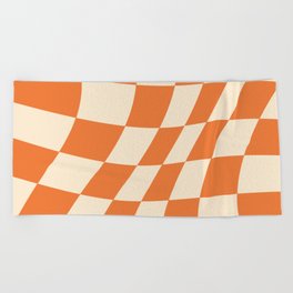 groovy tangerine plaid Beach Towel