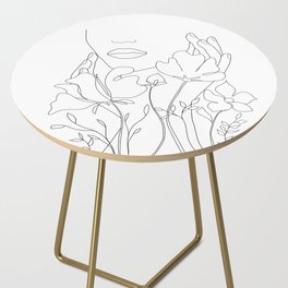 Minimal Line Art Summer Bouquet Side Table