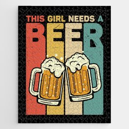 This Girl Needs A Beer Vintage Jigsaw Puzzle