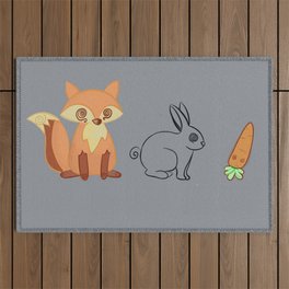 Circle of Life - Fox Bunny Carrot - Minimalistic art Outdoor Rug