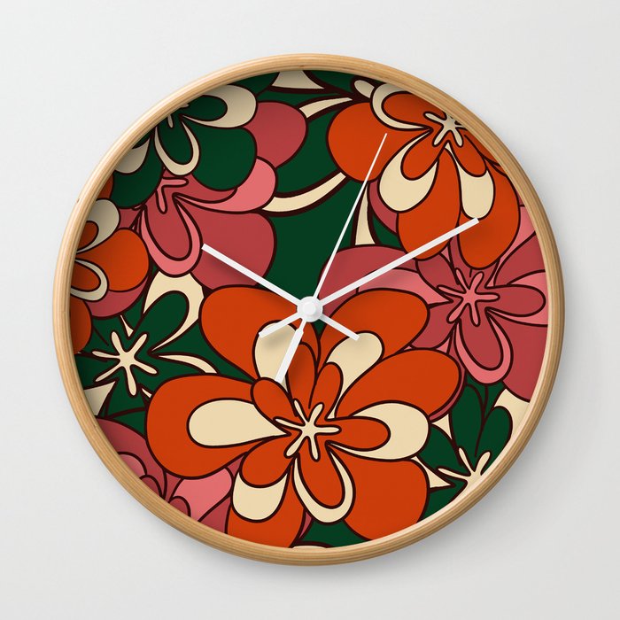 Warm abstract flowers Wall Clock