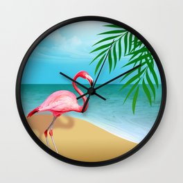 FLAMINGO BEACH Wall Clock