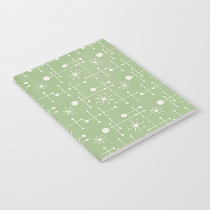 Atomic Retro Mid Century Modern Pattern Light Green and Cream Notebook