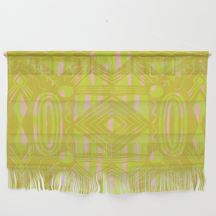 vintage kantha: chartreuse Wall Hanging