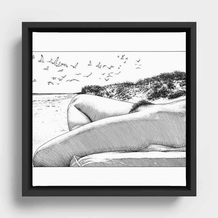 asc 967 - La plage de Draguey (Liberation on the beach) Framed Canvas