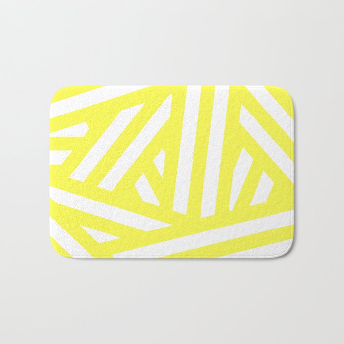 Diagonal yellow and white stripes Bath Mat