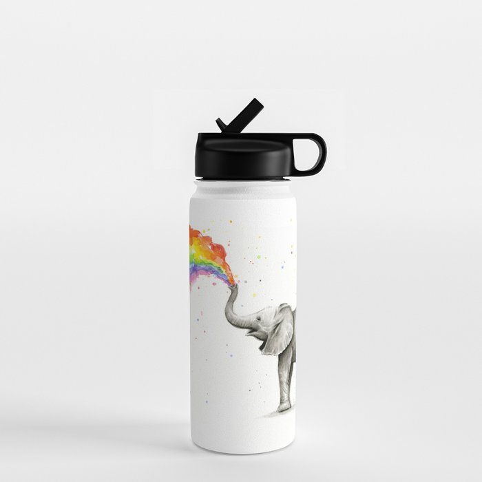 Baby Elephant Spraying Rainbow Water Bottle