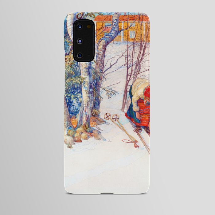 Carl Larsson Girl Strapping on Her Skis Android Case