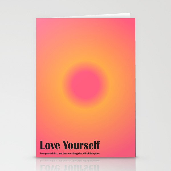 Love Yourself, Retro Meditation Gradient Stationery Cards