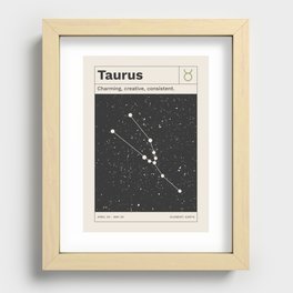 Taurus Constellation Retro Minimalist Zodiac Print Recessed Framed Print