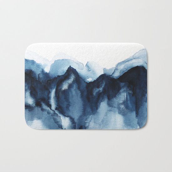 Abstract Indigo Mountains Bath Mat