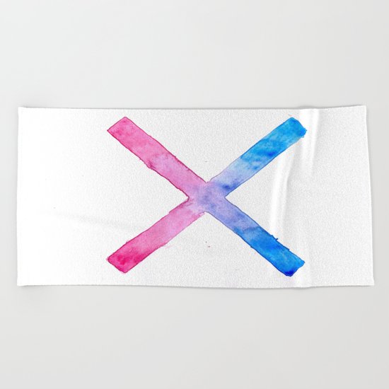 SUICIDE SQUAD HARLEY QUINN INSPIRED RED AND BLUE CROSS. Beach Towel