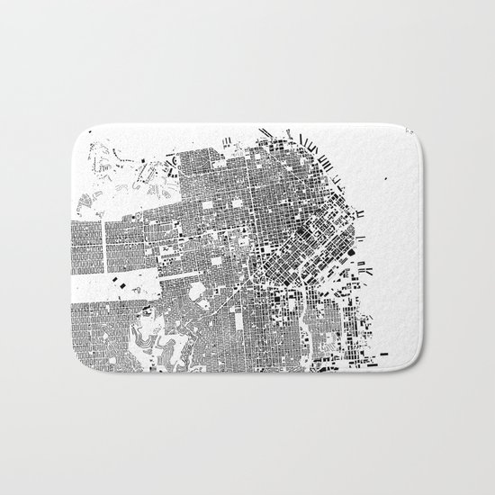 San Francisco Map Schwarzplan Only Buildings Bath Mat