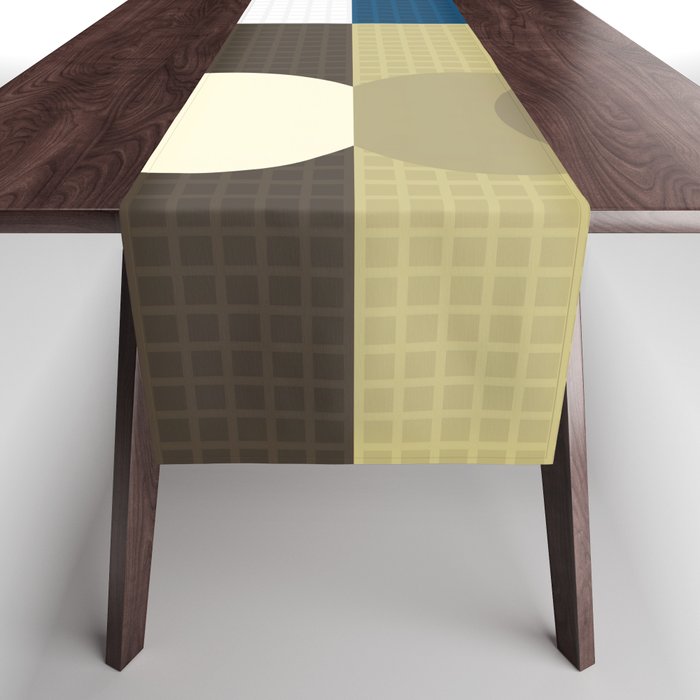 Grid retro color shapes patchwork 4 Table Runner