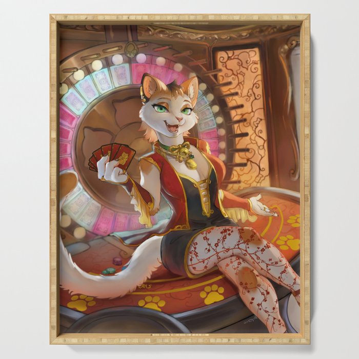 Lady of Fortune Casino Cat Serving Tray