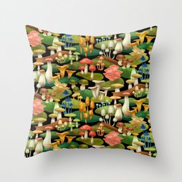 Mushroom season Throw Pillow