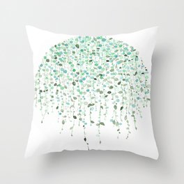 Tiny Leaves III Watercolor Design Throw Pillow