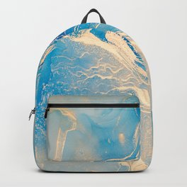 Baby blue and gold luxury marble  art Backpack
