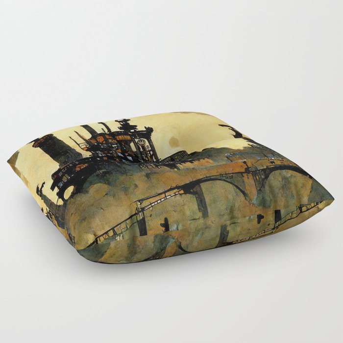 A world enveloped in pollution Floor Pillow
