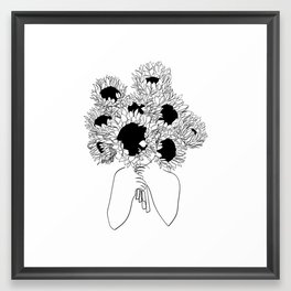 Hide Away Framed Art Print | Botany, Nature, Line Art, Flowers, Line Drawing, Botanical, Illustration, Ink Pen, Line, Love 