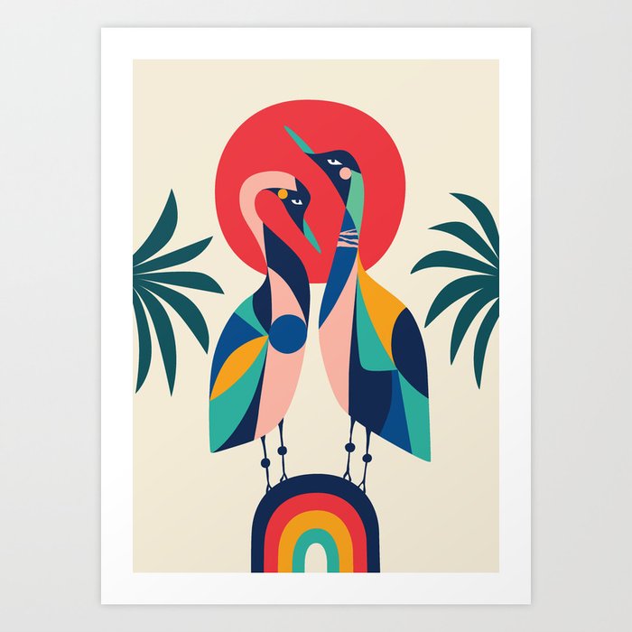 Modern Rainbow Gooses Art Print