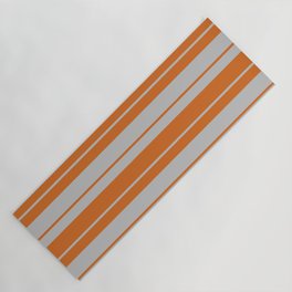 [ Thumbnail: Grey and Chocolate Colored Lines Pattern Yoga Mat ]