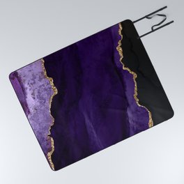 Watercolor Agate in Purple, Aubergine, Lavender Picnic Blanket