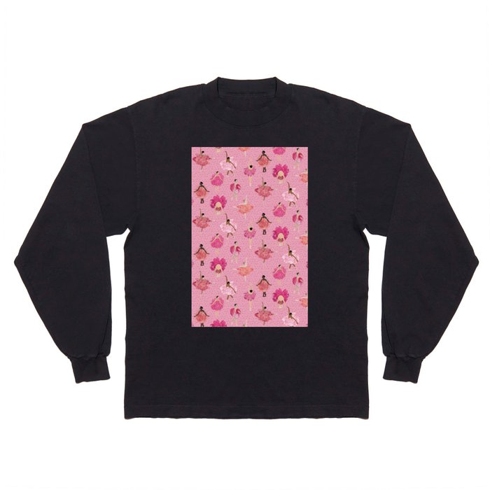 Dance of the Peony flowers - pink background Long Sleeve T Shirt