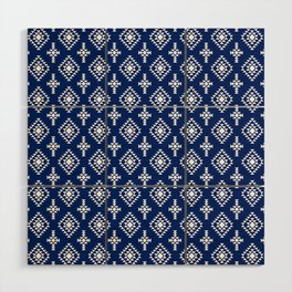 Blue and White Native American Tribal Pattern Wood Wall Art