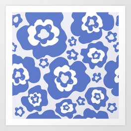Abstract Blue Flower Pattern 02 Art Print
