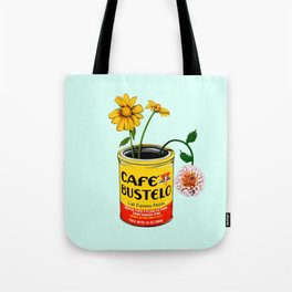 Coffee and Flowers for Breakfast in Turquoise  Tote Bag