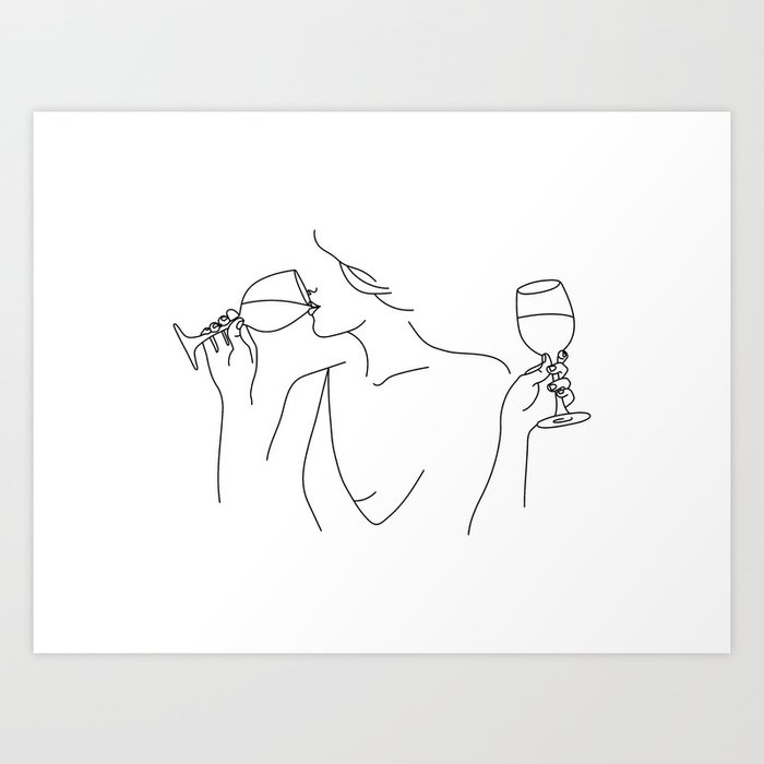 Double Fisting Wine Art Print