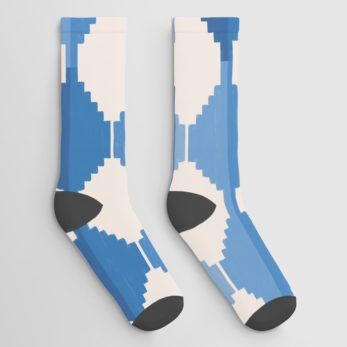 Blue Ombre Mosaic Kilim Pattern Socks