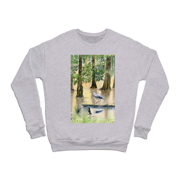 Great Blue Heron On The Bayou  Crewneck Sweatshirt