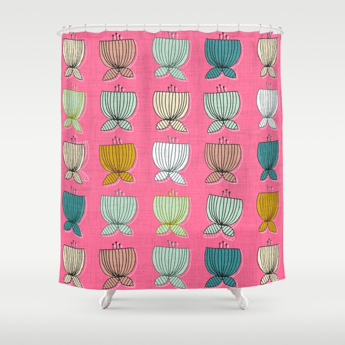 flower cups pink Shower Curtain