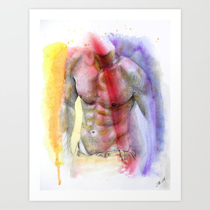 male nude body painting  Art Print