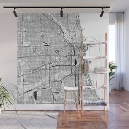 Chicago White Map Wall Mural