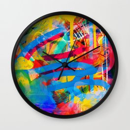 The Kiss Abstract Pop Street Art Colortful by Emmanuel Signorino Wall Clock