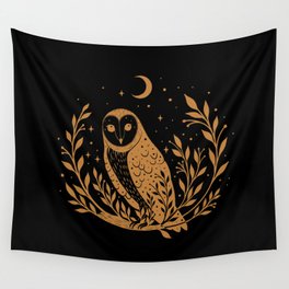 Owl Moon - Gold Wall Tapestry