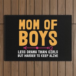 Funny Mom Of Boys Slogan Outdoor Rug