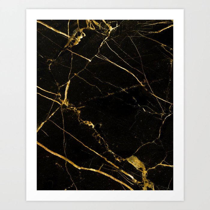 Black Beauty & Gold Marble, Luxe Graphic Design, Exotic Digital Photography Texture Art Print