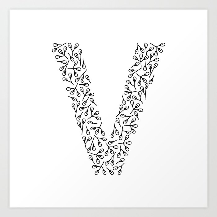 Floral Alphabet The Letter V Art Print By Alexandraminkoff Society6
