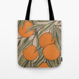 Vintage orange branches illustration on beige background Tote Bag