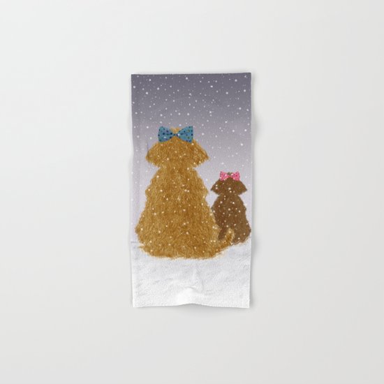 Cute Dogs Winter Scene Hand & Bath Towel
